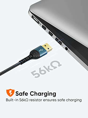 Image of USB C Cable 3A Fast Charging 2 Pack 6.6FT, CableCreation USB-A to USB-C Charge Double-Braided Exterior Compatible with iPad Mini Galaxy S21 S20 S10 S9 Note 10 9 PS5 Controller, USB Type C Cord Blue | Anti Tear Braided, 0.5ft~10ft, 3A Fast Charging, 480Mbps, 56Kohm Pull-up Resistor,for Powerbank Cellphone Android Auto