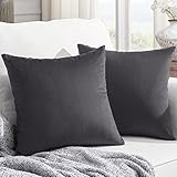Homelike Moment Throw Pillow Covers 18x18 Set of 2, Gray Velvet Decorative Couch Pillow Cover Soft Square Cushion Cases for Sofa Bed Car (18x18 Inch, Dark Grey)