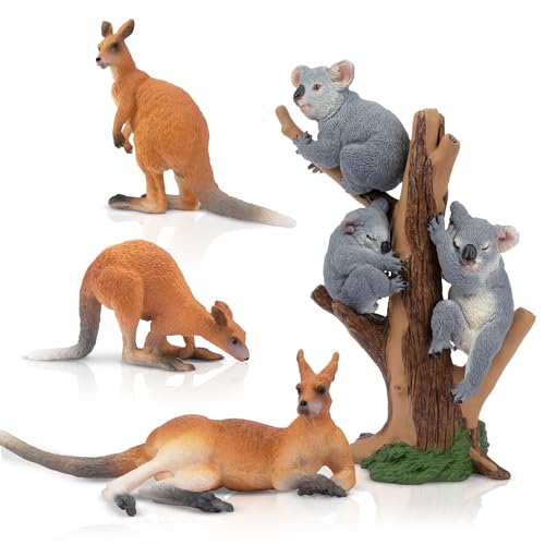 toymany Australian Wildlife Animal Figurines Includes Koala and Kangaroo Figure, Plastic Forest Animal Figures Toy Set, Cake Toppers Christmas Birthday Gift for Kids Toddlers