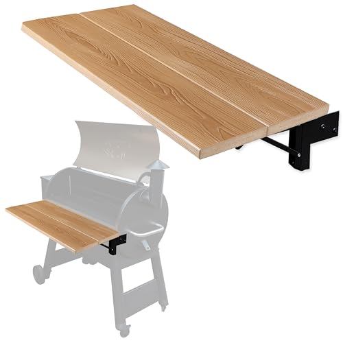 Image of Iron Forge Tools 26x12 Composite Folding Grill Shelf Accessory - Pellet Smoker Barbeque Charcoal Grill Accessories - Compatible with Traeger Pro, Ironwood Texas Elite, Eastwood