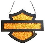 Harley-Davidson Bar & Shield Shaped Faux Stained Glass Hanging Pub Sign 18 x 15