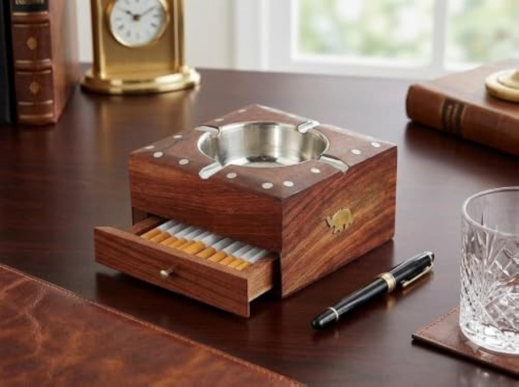Daniel Handcrafted Sheesham Wood Cigarette Ashtray