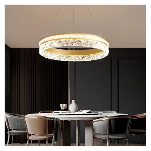 Lustre LED à anneau rond moderne or pour salon et cuisine LWX