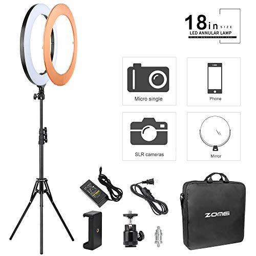 ZOMEI Camera Photo Video LED Ring Light Kit:18 inches 58W 5500K Dimmable LED Ring Light, Light Stand - //coolthings.us