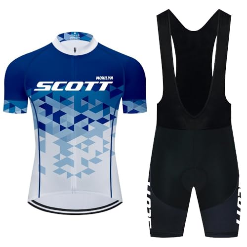 Moxilyn Maillot de Cyclisme + Cuissard Homme Tenue Cycliste Respirant Manche Courte Séchage Rapide T-Shirt VTT Velo de Route