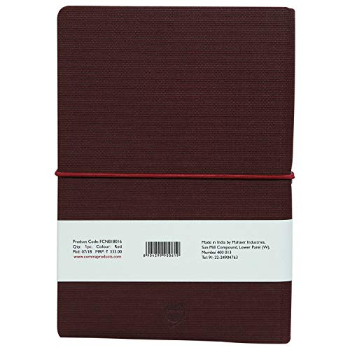 Image of COMMA Regina - A5 Size - Hard Bound Notebook with a Horizontal Elastic Band Closure - 192 Pages - 80gsm Natural Shade Paper - Fabric Cover Material - (Maroon)