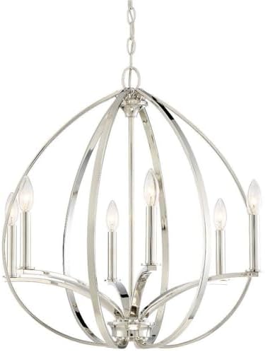 Minka Lavery Chandelier Lighting 4986-613 Tilbury, 6-Light 360 Watts, Polished Nickel