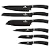 Berlinger Haus Black Rose Set di 6 Coltelli da Cucina Professionali, Lama in Acciaio Inossidabile, Rivestimento Antiaderente, Coltello da Cuoco, Pane, Santoku, Manico Ergonomico, Design Elegante