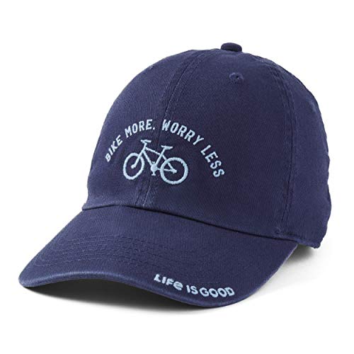 Life is Good Chill Cap Embroidered Brim Baseball Hat, Bike Darkest Blue, One