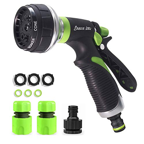 Métal Pistolet d'arrosage Pomme Darrosage Jardin 8 Modes Pistolet Arrosoir Robuste Embout Tuyau Arrosage Réglable Pulvérisateur à Main Haute Pression -3X Connecteur Cover