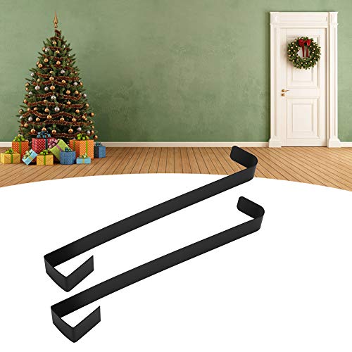 Restokki Wreath Hangers for Front Door, Door Wreath Hanger, 2Pcs Wrought Iron Innovative Christmas Garland Wreath Door Hook, Christmas Decorations(Black)
