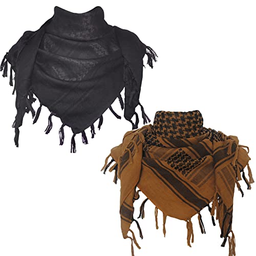 Image of Explore Land Cotton Shemagh Keffiyeh Tactical Desert Scarf Neck Head Wrap with Tassel for Men Women