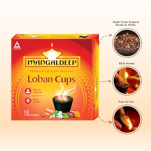 Mangaldeep Loban Cups - Pure & Natural - Rich Aroma (12 Cups)