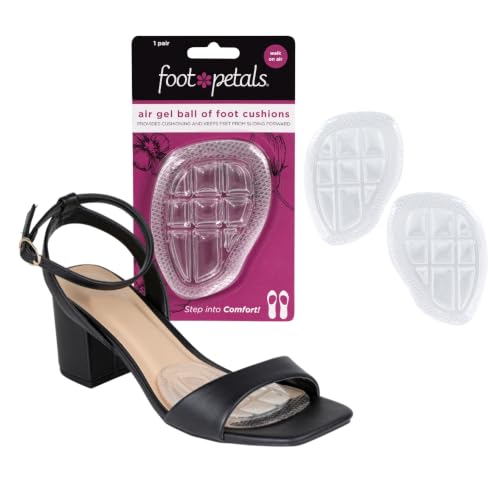 Foot Petals Ball of Foot Cushions Metatarsal Pad Lasting Comfort Relief Prevent Toe Sliding Overhang Womens Heels 1 Pair Air Gel