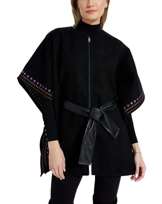 Desigual Poncho_Aladin Milan, 2046 Negro, Noir, Taille Unique Femme
