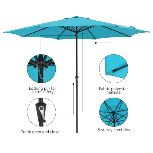 Cobana 11' Patio Umbrella, Outdoor Table Market Large Umbrella With 8 Steel Ribs And Crank thumb #1