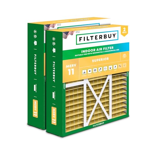 Filterbuy 22x24x5 Air Filter MERV 11 Allergen Defense (2-Pack), Pleated HVAC AC Furnace Air Filters Replacement for Amana, Goodman, and Five Seasons (Actual Size: 22.06 x 23.94 x 5.25 Inches)
