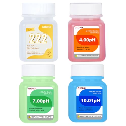 pH ORP Meter Calibration Buffer Solution Kit, Includes pH 4.00, 7.00 and pH 10.01 Solution,ORP 222mV Calibration Solution