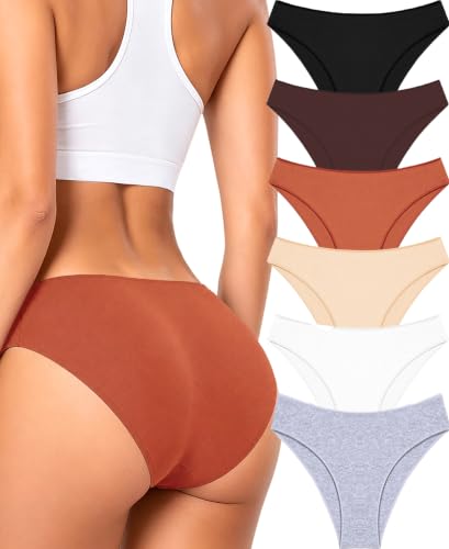 Image of Cotton Underwear for Women Cheeky Hipster Panties Sexy Cute Bikinis 6 Pack