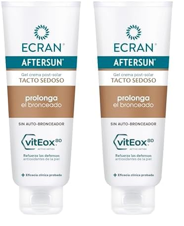 Ecran Aftersun - Aftersun Prolongador del Bronceado | Crema Postsolar sin Autobronceador que Calma, Alivia y Repara la Piel | Textura Gel-crema, Máximo Frescor, Fórmula con VitEox 80 | 250 ml