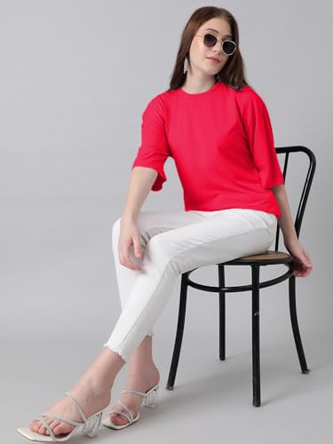 Image of KOTTY Women's Cotton Blend Solid Oversized T-Shirts