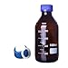 DONLAB MBW-01L2 Glass 1000ml/1L Amber Brown Round Media Storage Bottle Reagent Bottle With PTFE 2-Hole Mobile Phase Cap GL45