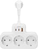 Vetech Current Protected Group Socket Wall Mounted 3x Socket, 2x Type-C, Multi Socket with 1x USB Port Output White