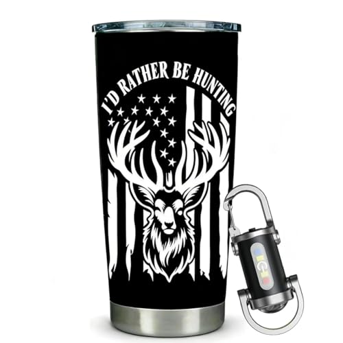 Jofanvin Hunter Gifts for Men - 20oz Insulated Tumbler for Dad, I'd Rather Be Hunting Coffee Travel Mug, Rugged Stainless Steel Gifts for Hunter, Practical Hunting Gifts for Birthday or Father’s Day