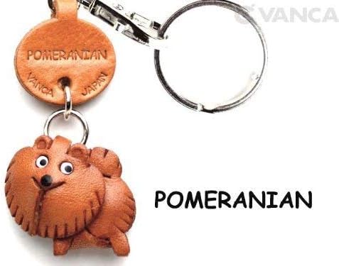 Pomeranian Leather Dog Small Keychain VANCA CRAFT-Collectible Keyring Charm Pendant Made in Japan image 5