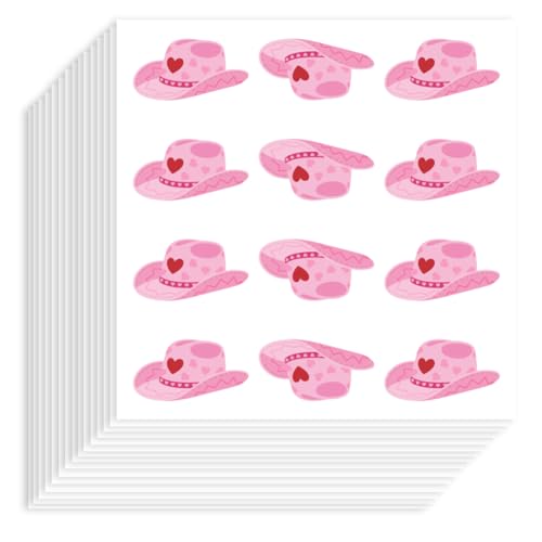 Hobbspring 240Pcs Pink Hat Stickers 1x0.58 Inch Self-Adhesive Paper Decorative Stickers Waterproof Cowgirl Hat Planner Decals for Scrapbook Calendar Journals Crafting Party Gift Bag Decor