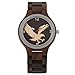 PLUIEX Orologio in Legno Orologio in Legno di Ebano Nero Orologio da Polso da Uomo in Legno di bambù con Design retrò 3D Aquila, Orologio da Polso Regolabile, Legno di Ebano