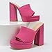 azmodo Elegant High Chunky Heel Mule Sandals for Women Chic Platform Summer Slip-Ons Block Heel Wedge Shoes with Knit Upper Fashionable Dressy Evening Party Shoes (Pink, 10)