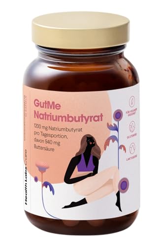 Health Labs Care Natriumbutyrat 1200 mg - Magensaftresistente Buttersäure Kapseln - 940 mg Buttersäure pro Tagesportion - 60 vegane Kapseln - Hochdosiert