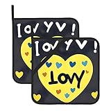 Love You with All My Heart 2 Piece Kitchen Heat Mats, 8x8 Inches (Approx. 20.5 X 20.5 Cm), Hot Mats for Cooking Baking