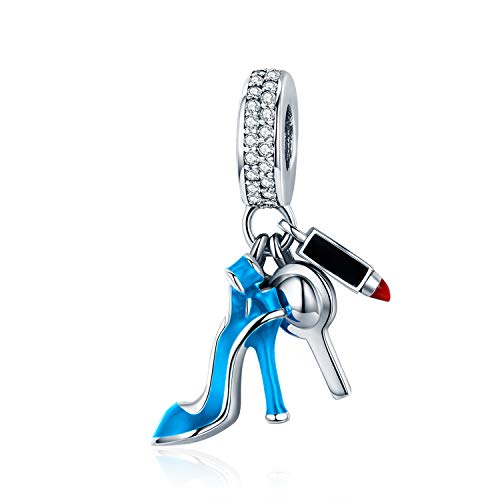 925 Sterling Silver Charms Fit Pandora Charms Bracelet I Love You to The Moon and Back Fit Wife Mom Christmas Birthday Gift