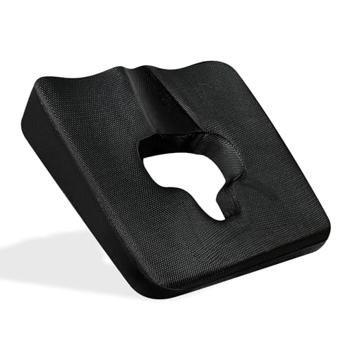 Anti Bedsore Cushion, Bed Sore Cushions for Butt, Breathe Freely Fiber Bedsore Pressure Relief Pillow, T Shaped Opening Triangular Slope Design for Elderly, Bedridden, Disabled (with Black Cover)