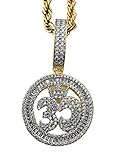 Shop-iGold God Om Men Women 925 Italy Gold Finish Iced Silver Charm Ice Out Pendant Stainless Steel...