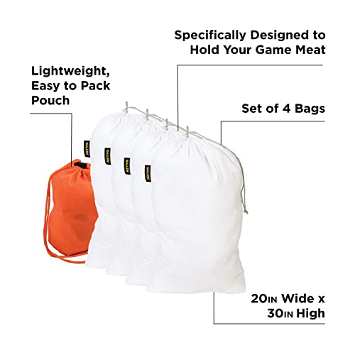 Allen Backcountry Quarter Bags / Meat Bags For Hunting - 4-Pack, Heavy Duty, Reusable, Drawstring, 2-Sizes, 20" X 30" #TOP2