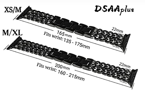 DSAAplus Gold Metal Bands Compatible With Apple Watch Band 38mm 40mm 41mm 42mm 44mm 45mm 46mm 49mm Stylish Chain Bracelet for iWatch Series 11 10 9 8 7 6 5 4 SE/Ultra 3 2 1(D yellow gold, 38/40/41mm(XS/M)) by DSAAplus - Image 4
