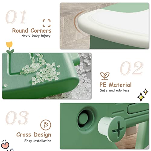 Benarita Kids Drawing Table And Chair Set With Watercolor Pen And Blackboard Eraser, Activity Table With Storage Shelf, Toddler Furniture Set For Drawing Reading Indoor, Gift For Boys Girls Green #TOP4
