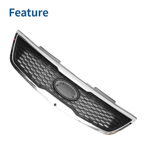 X AUTOHAUX Front Upper Hood Bumper Grille Grill for Kia Forte 2010-2013 Front Upper Bumper Kidney Grille Grill Black Chrome Silver Tone by X AUTOHAUX - Used condition - Image 3