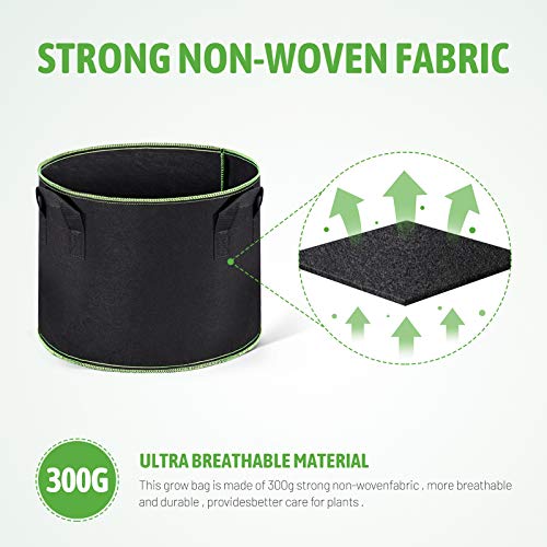 Delxo 10-Pack 7 Gallon Grow Bags Heavy Duty Aeration Fabric Pots Thickened Nonwoven Fabric Pots Plant Grow Bags with Handles
