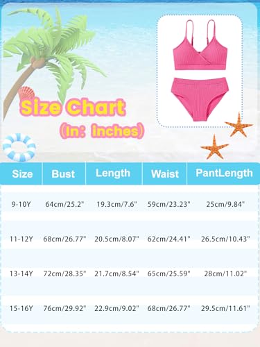 Image of Girl's 2 Piece Swimsuit Solid Spaghetti Strap Bikini Sets Beach Bathing Suit Swimwear for Teen Girls