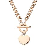 WangGao - Collar de Acero Inoxidable con Colgante de corazón en Blanco para Mujer, Cierre de Broche