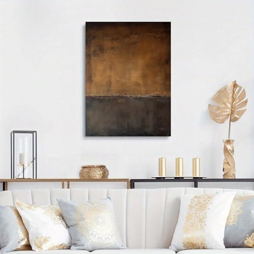 Toile abstraite noir et marron Zhadongli 50x70 cm avec cadre élégant pour salon