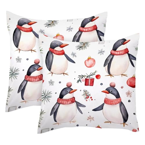 Housse de coussin pingouin Noël velours 50x50 cm cadeau idéal fêtes - 2