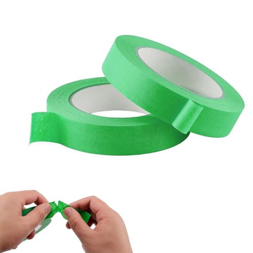 2 Rolls Masking Tape Green Multi Surface Painters Masking Tape General Purpose for Sharp Paint Lines Decorators Tapes Painters (20mm x 20m)