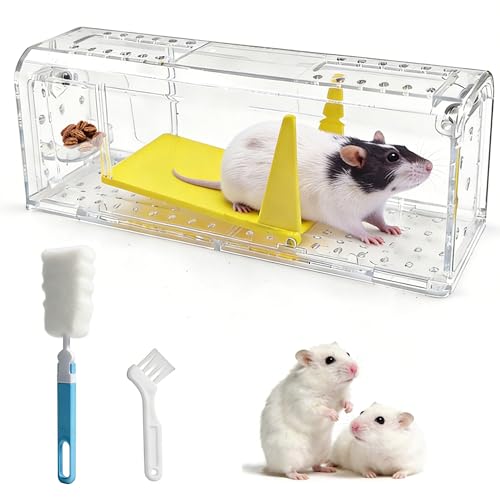 1 Pack Humane Mouse Traps Indoor & Outdoor Use Touch-Free Catch & Release Options Includes Cleaning Brush Washable & Reusable Pet & Child Safe High Sensitivity Rodent Catcher