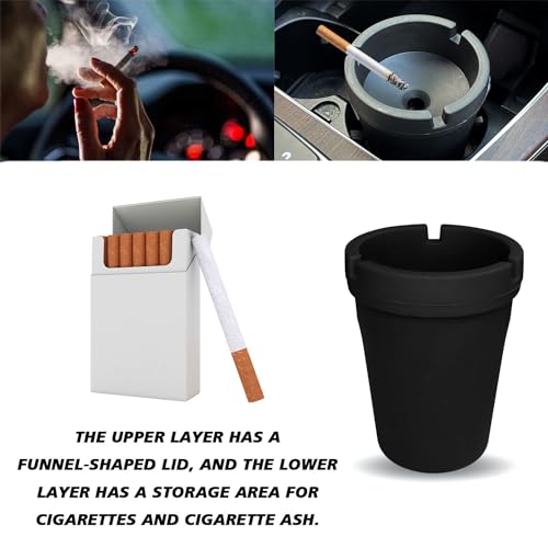 Image of BEYPOVK Car Ashtray with Lid, Smokeless Ashtrays for Car Cup Holder Smell Proof, Automotive Interior Accessories Portable Cigarette Ash Tray for Indoor Home Office Outdoor Car Truck SUV (Black)