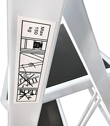 2 Step Stool Folding, Lightweight 2 Step Folding Step Ladder Portable Non-Slip Rubber Stool Ladders Suitable for Home/Kitchen/Garage
